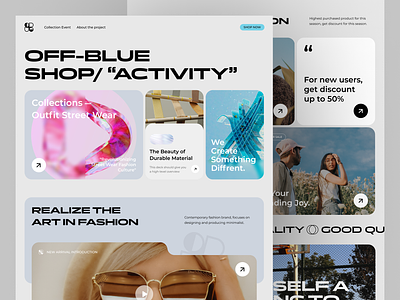 Off-Blue Fashion Website apparel clothing design ecommerce fashion homepage landing landing page landingpage online shop site store uidesign uiux uxdesign web design web site webdesign webpage website