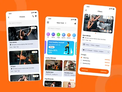 Fitness Mobile App UI/UX Design 🤝✌👇 branding design flat graphic design illustration logo typography ui ux vector