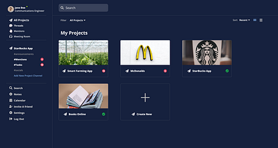 Projects Page app ui ux