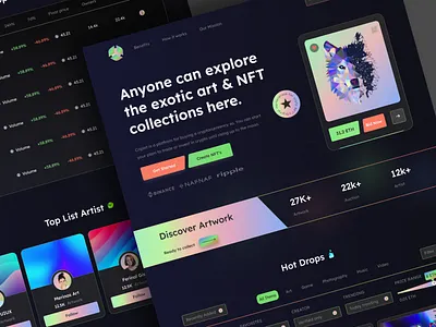 NFT-website (landing page) binance bitcoin blockchain creative cryptoart cyptocurrency defi ethereum landing page landingpage marketplace metamask metaverse minimal nft nftart token uidesign uiux web3
