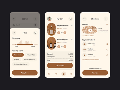 Skin Care Mobile App Design 2023 trant app design beauty product app cart checkout cosmetic cream e shop ecommerce filter landing page makeup mobile app online shop app popular design product shahinurstk02 shopping skincare store app