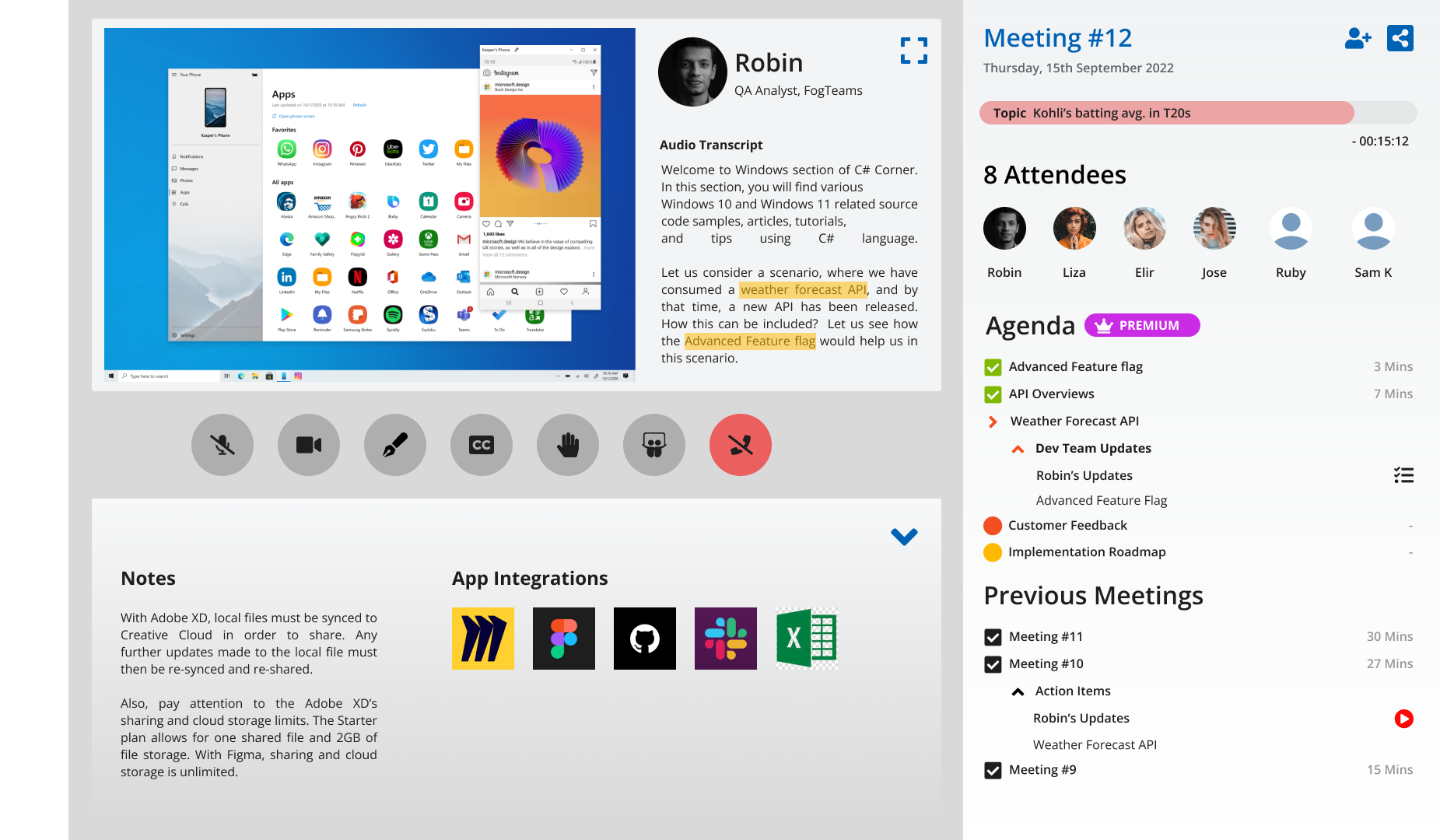 Meeting Room Page app ui ux