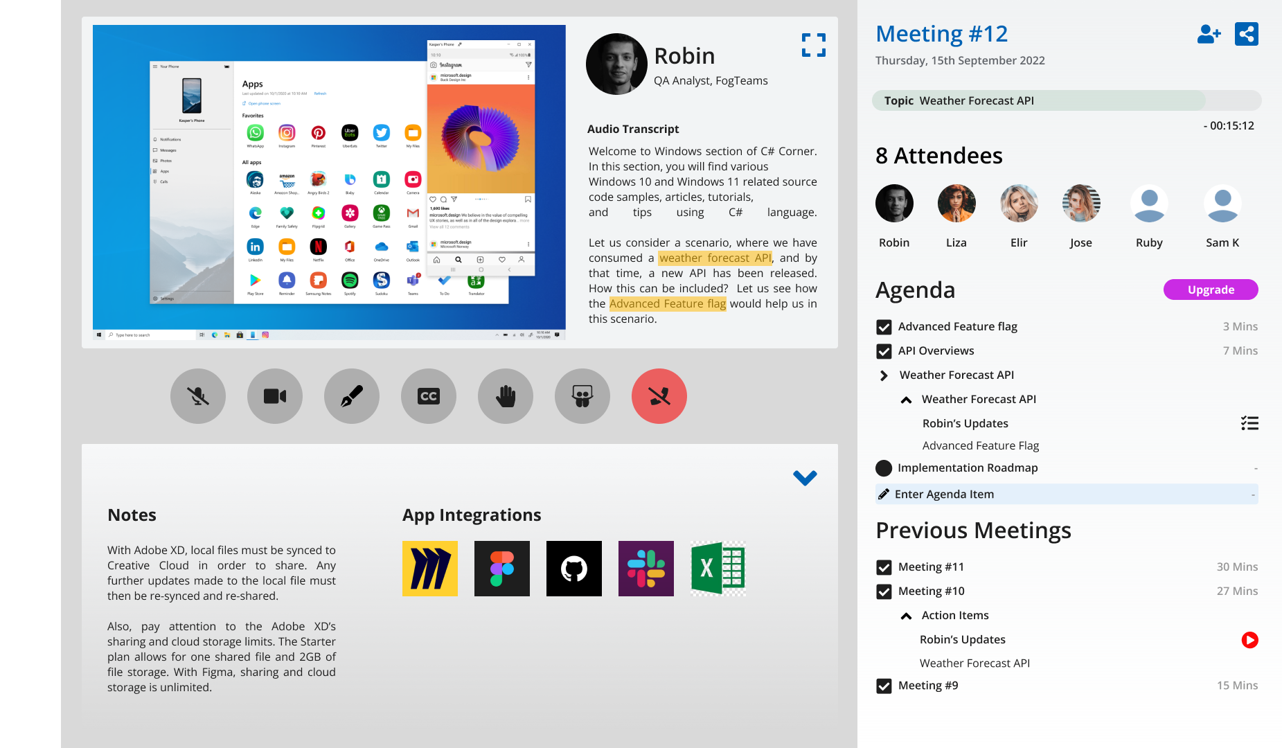 Meeting Room Page - Freemium app ui ux