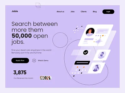 Job Landing page design home page homepage illustration interface landing landing page minimal mobile app ui uiux ux web web page web ui design webpage website design website ux ui design websites webui