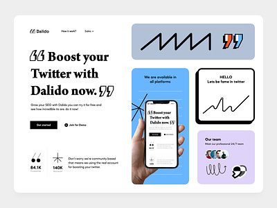 Dalido app black landing page trending ui web webdesign