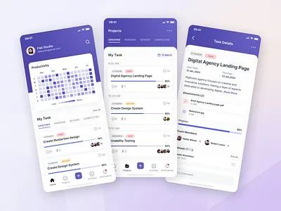 WorkMate - Home, Project, and Task Details app calendar design management app mobile app project project manager app task task app task manager team team management to do list todo ui ui design ux