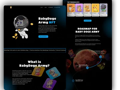 BabyDoge NFT | Landing Page Design babydoge bitcoin crypto cryptocurrency ethereum landingpage metaverse nft nft marketplace nft website product token ui ux web3 webdesign
