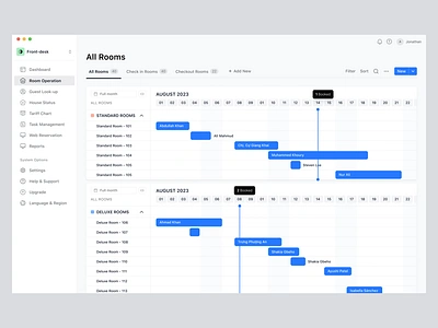 Room Operation - Hotel Management Web App V1 admin admin panel booking calender complex saas hotel hotel management sass dashboard task ui ux webapp