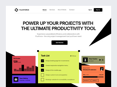 FluxForce - Project Management Platform bold clean design interface landing page ui ui design uiux ux web design website