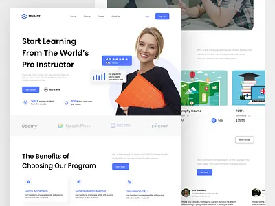 Educato - Course Landing Page design ui ux