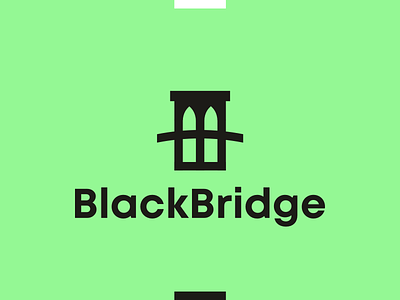 BlackBridge Investments / Brooklyn Bridge logo design b black bridge brooklyn brooklyn bridge finance financial green energy investments letter mark monogram logo logo design manhattan new york new york city ny pillars recycling industry us usa