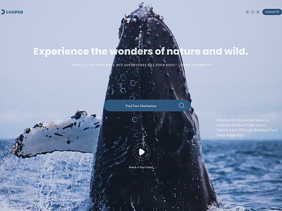 Looper Travel landing page design. agency landing page design app behance creative daily ui design designinspiration holiday illustration instagood landscape logo nature tourism travel travelblog traveling travelling ui wanderlust