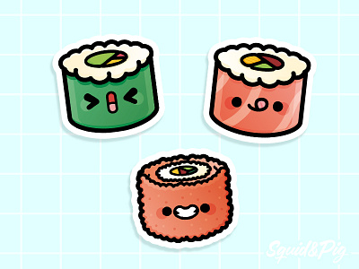 Maki Sushi Stickers - Super-Cute Kawaii Sticker Book book cute editorial icon illustration japan kawaii maki sticker stickers sushi vector
