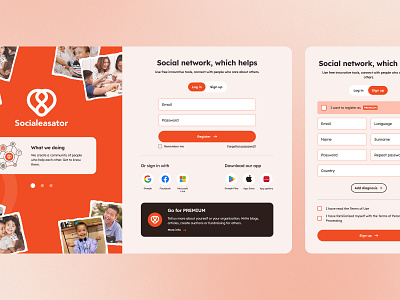 Socialeasator - Login & Register app graphic design log in register sign in sign up ui ux web app web design website