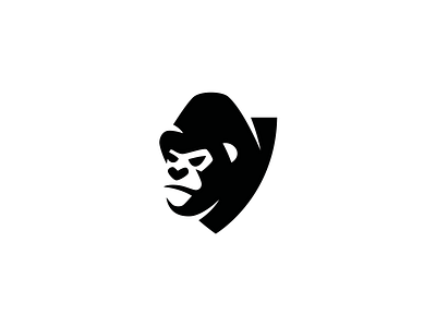 Gorilla security animal brand branding design elegant gorilla illustration logo logo design logotype mark minimalism minimalistic modern nature safety security shield sign wild