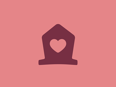 Love Home Logo branding cozy heart home house like logo love mark pink red roof