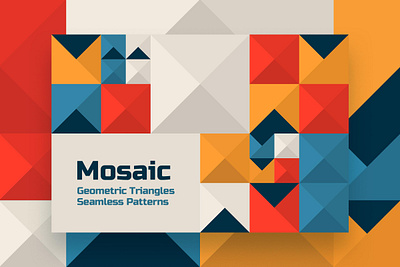 Flat Triangle Mosaic Seamless Patterns abstract background colorful flat geometric illustration landing landing page mosaic pattern poster presentation print seamless seamless pattern triangle mosaic triangles wallpaper website
