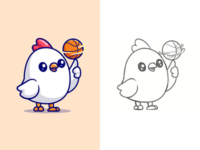 Chicken Ball🐥🏀 activity animals baby ball basketball champion chicken coaster cute farm game icon illustration logo nba pet sketch spinning sports