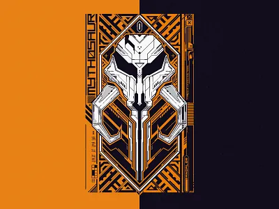 MythoSkull cyberpunk illustration logo mandalorian merchandising patch patches t shirt tech tee typography vector