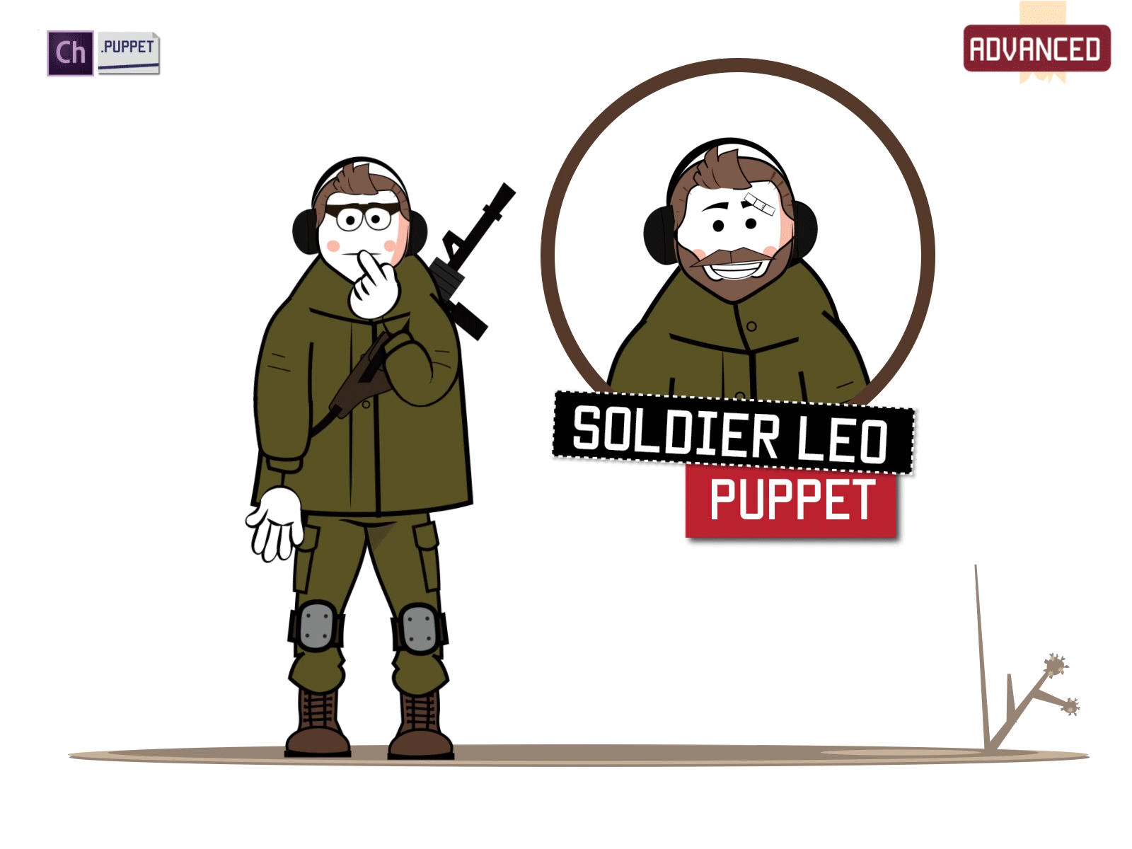 Meet Soldier Leo... army cartoon character character animator character design download male man military puppet soldier stick figure vector