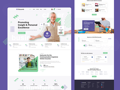 Educamb - LMS Education Web Design academy classes college course courses design e learning education wordpress theme learning management system lms logo minimal motion graphics school teacher typography ui university vector website