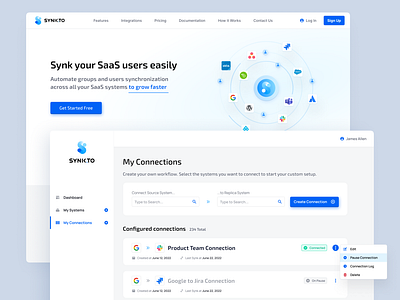 SaaS Integrations: Synk.to clean dashboard design figma integrations modern saas spa ui ux web web design