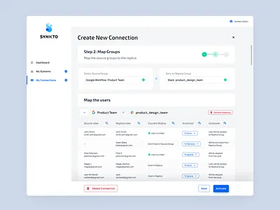 Creating New Connection: Synk.to app clean design integrations interface modern spa ui ux web web design