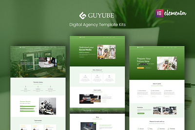 Guyube - Digital Agency Elementor Template Kits agency clean elementor graphic design green minimal modern social template kits themeforest ui web webdesign wordpress
