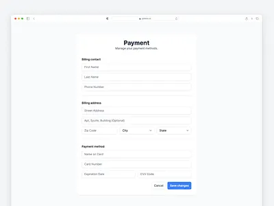 Payment Form - Preline UI billing cardform cvv email form free freebie payment preline preline ui prelineui select tailwind tailwind css tailwindcss