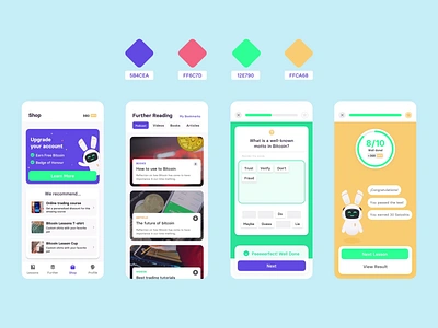Bitcoin Lessons — Wireframes to UI Animation animation app app design bitcoin criptocurrency design digital products duolingo elearning interface lessons screens startup transition ui user experience ux wireframes wireframing z1