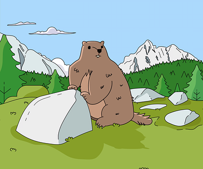 Mountain Marmot after effects alps animation characteranimation design gif illustration illustrator lineart loop marmot motion motion graphics mountains rocks sketch vector
