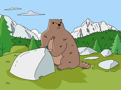 Mountain Marmot after effects alps animation characteranimation design gif illustration illustrator lineart loop marmot motion motion graphics mountains rocks sketch vector