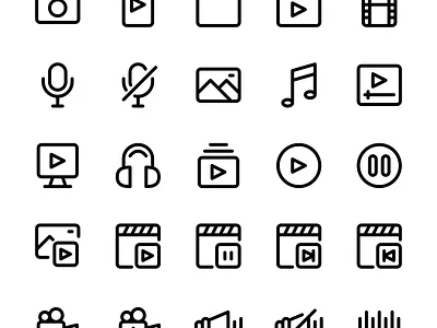 Mutlimedia icon set design icon icon design icon set iconography icons illustration logo media multimedia ui vector video