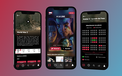Application pour un cinéma fictif graphic design ui