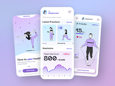 Healthstart - your health app fitness health health app healthcare medicine app mental health app mobile app mobile design ui design uxui
