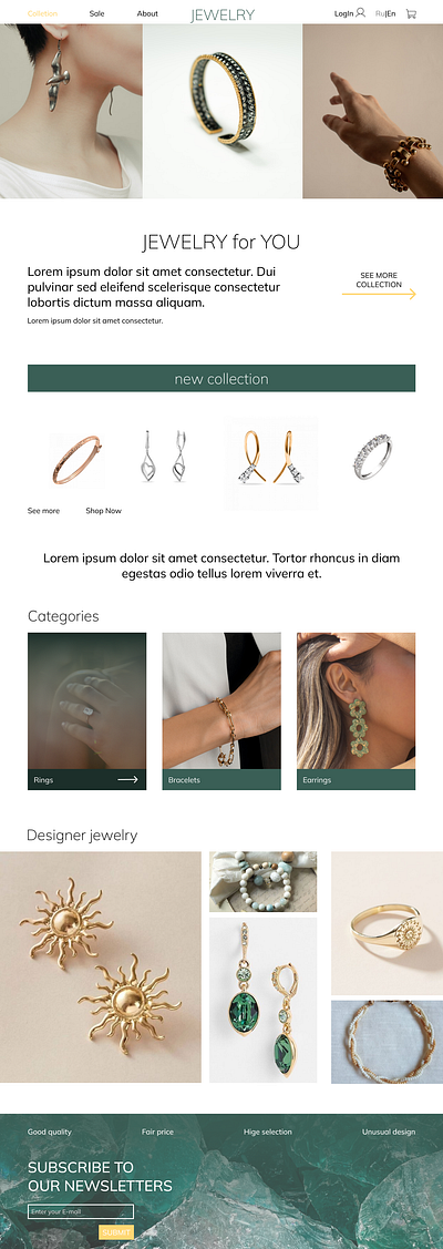 Landing page "Jewelry store" design landing ui ux