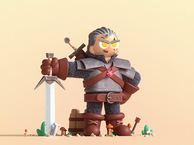 Geralt of Rivia 3d animation 3d illustration animation c4d geralt illustration loop redshift stylized witcher