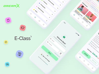 E-Class [Education] app dark mode design dreamx e learning education educational app figma illustration interface light mode mobile mobile app mobile app design online courses prototype ui ui design ux ux design