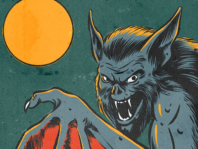 WAREWOLF horrordesign illustration retrodesign warewolf wolfman