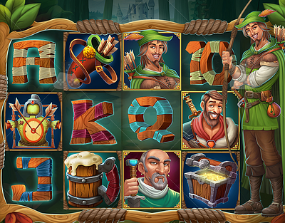 Slot Game Theme Character By Gamix Labs 2d artwork animation art outsourcing studio game characters game development gamix labs illustration robin hood slot theme robin hood slot theme art slot slot art services slot character slot services studio slot theme machine services ui