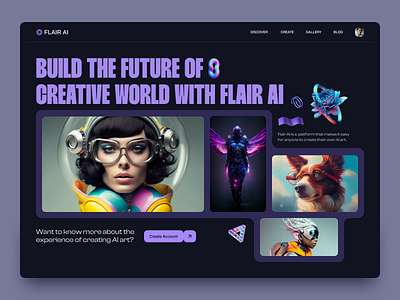 Flair AI - AI art generator web landing art generator artificial intelligence artificialintelligence clean design figma landing landing page minimal ui ux web website