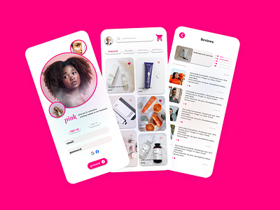 pink skincare and cosmetic app branding skincare ui