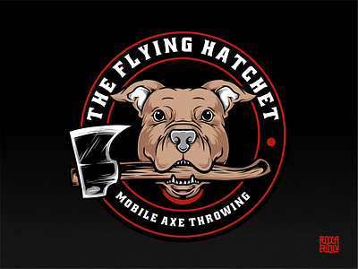 Flying Hatchet Logo badge branding character design dog illustration logo