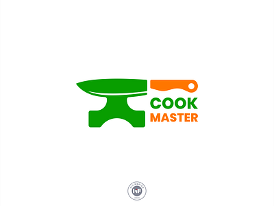Cook Master logo brand identity chef cook knife metal