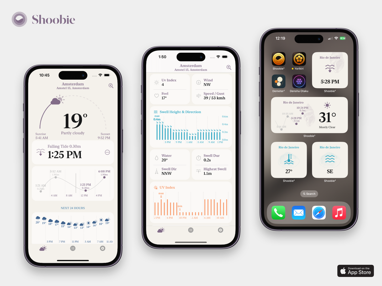 Shoobie³ app design indie ios iphone mobile app product design tide ui weather