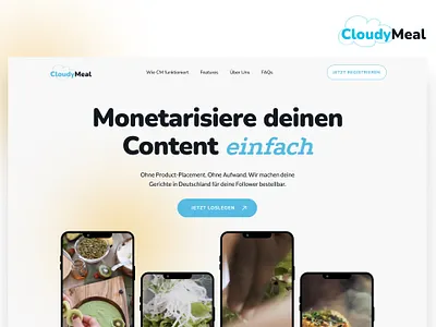 CloudyMeal Startup Hero Concept | Virtual Entity animation startup ui web design webflow