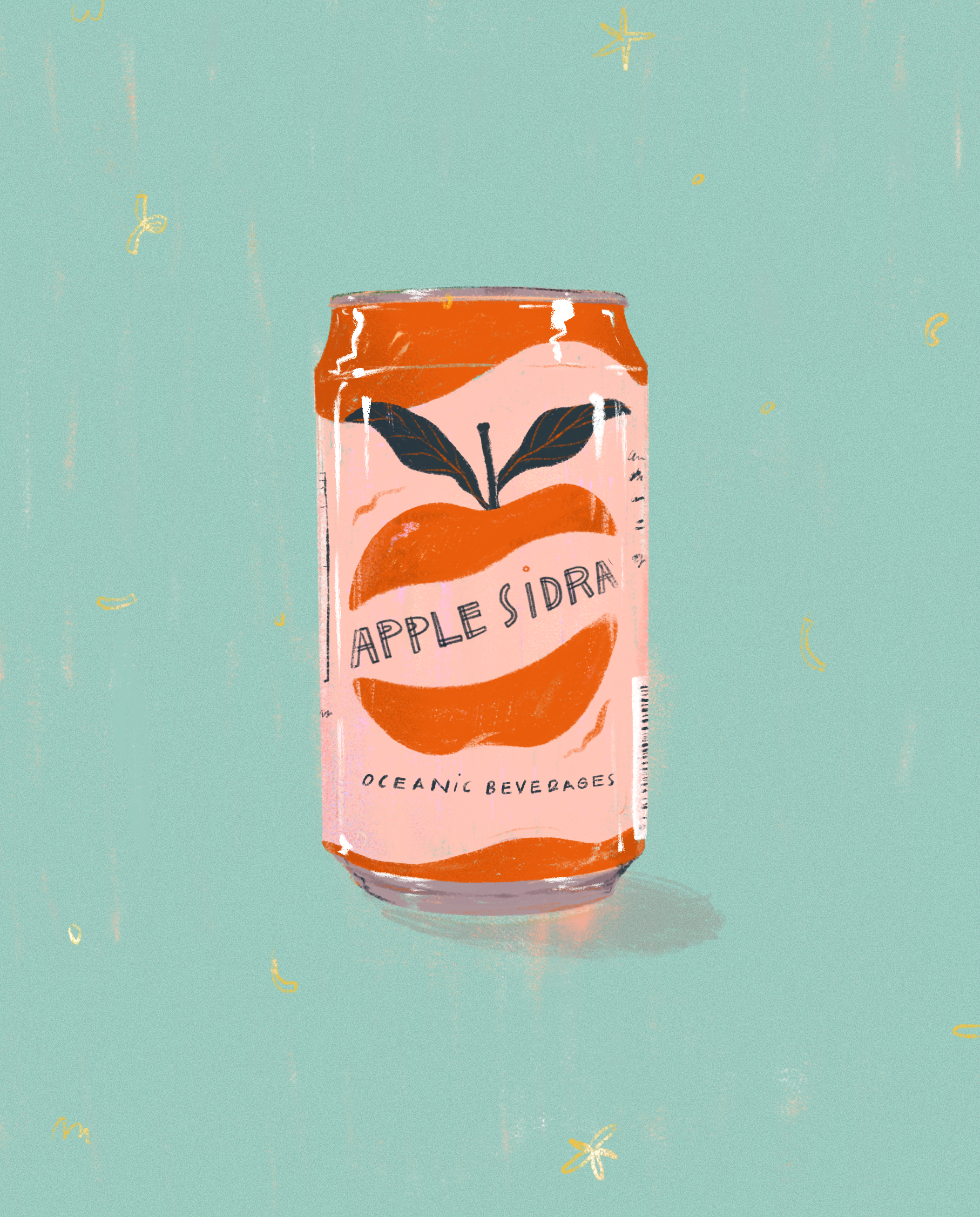 Apple Sidra Can Illustration apple apple sidra beverage can cider drink food illustration procreate shiny summer texture
