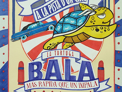 La tortuga bala más rápida que un impala circo graphic design handmade poster design vintage