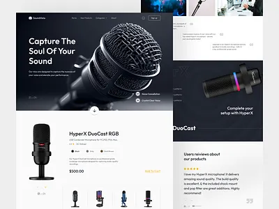 Sound Vista - Website Landing Page 3d animation app design application branding design e commerece graphic design illustration landing page logo mic website motion graphics product landing page product website sajon ui uiux web webcam website
