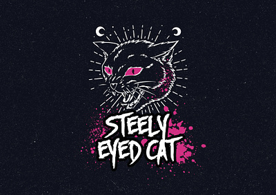 Steely Eyed Cat Pop Punk Logo badge branding cat creative design grunge identity illustration logo logo design music pop punk punk rock typography